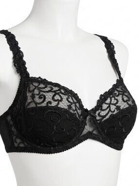 Rosa Faia Isabella Bra 34B NWT Black Sheer Lace Underwire 5660 Anita